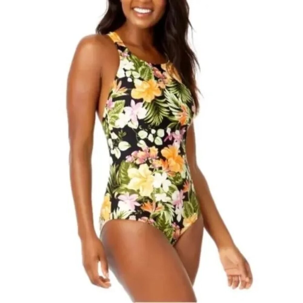 HURLEY Woman's  One Piece Tropical Bathing Suit Swimsuit NWT
